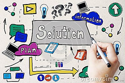 Creative solution sketch background Stock Photo