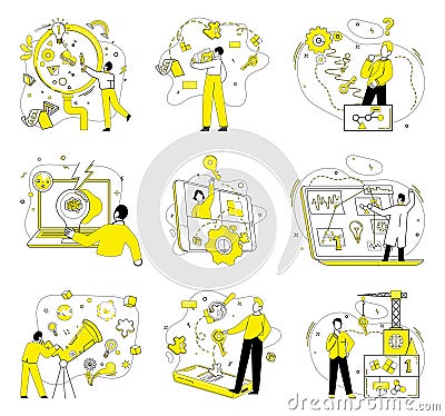 Creative solutions. Success in business requires ability to generate and implement unusual ideas Vector Illustration