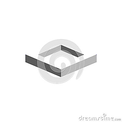 Creative Space Box Perspective Symbol Vector Illustration