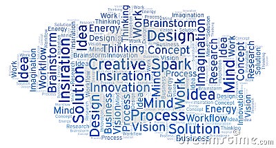 Creative Spark word cloud, made with text only. Stock Photo