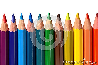 Creative Spectrum Color Pencils Zigzag Isolated on Background. created with Generative AI Stock Photo