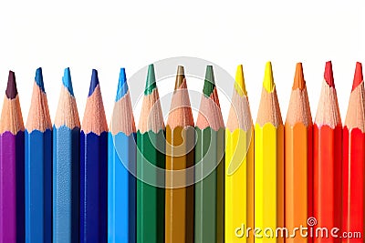 Creative Spectrum Color Pencils Zigzag Isolated on Background. created with Generative AI Stock Photo