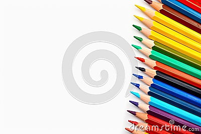 Creative Spectrum Color Pencils Zigzag Isolated on Background. created with Generative AI Stock Photo