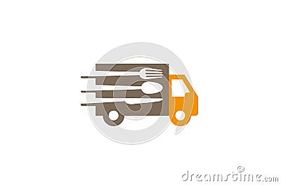 Creative Speed Truck Fork Spoon Knife Logo Design Vector Symbol Illustration Vector Illustration