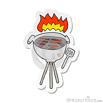 A creative sticker of a cartoon barbecue Vector Illustration