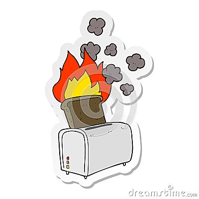 A creative sticker of a cartoon burnt toast Vector Illustration