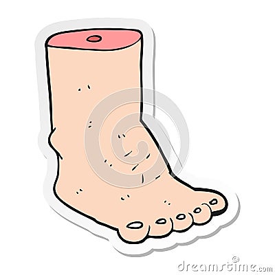 A creative sticker of a cartoon foot Vector Illustration