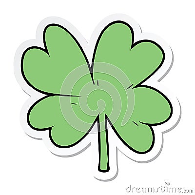 A creative sticker of a cartoon four leaf clover Vector Illustration