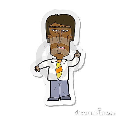 A creative sticker of a cartoon grumpy boss Vector Illustration