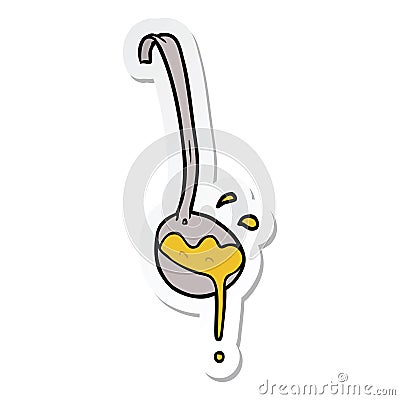 A creative sticker of a cartoon ladle of soup Vector Illustration