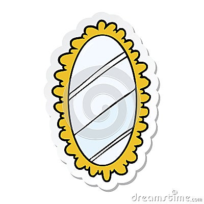 A creative sticker of a cartoon mirror Vector Illustration