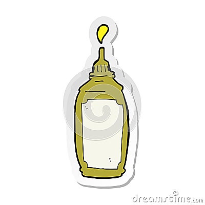 A creative sticker of a cartoon mustard bottle Vector Illustration