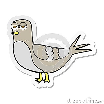 A creative sticker of a cartoon pigeon Vector Illustration