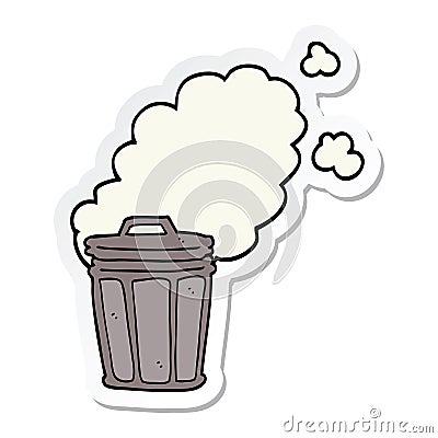 A creative sticker of a cartoon stinky garbage can Vector Illustration