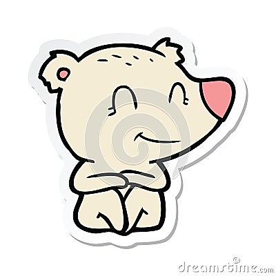 A creative sticker of a smiling polar bear cartoon Vector Illustration