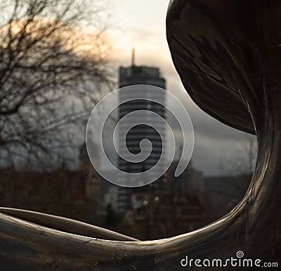 A creative streetphoto in jena at sunset Stock Photo
