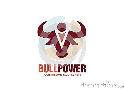 Creative strong business man as a bull power vector Vector Illustration