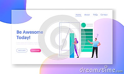 Creative Studio Working Process Landing Page Template. Client Order Graphic Designer to Create Company Logotype Vector Illustration