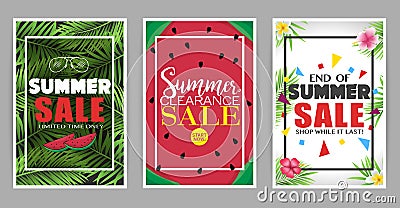 Creative Summer Sale Posters Set for Promotional Purposes Vector Illustration