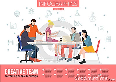Creative Team Infographics. Business meeting and Vector Illustration