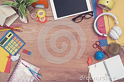 Creative teenage desk hero header Stock Photo