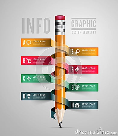 Creative Template with pencil ribbon Vector Illustration