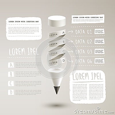 Creative template with white pencil infographic Vector Illustration