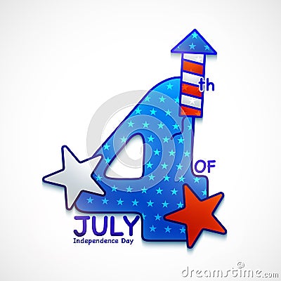 Creative text for 4th of July celebration. Stock Photo