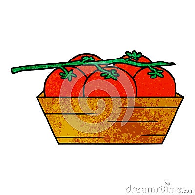 A creative textured cartoon doodle of a box of tomatoes Vector Illustration