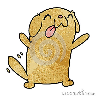 A creative textured cartoon kawaii of a cute dog Vector Illustration
