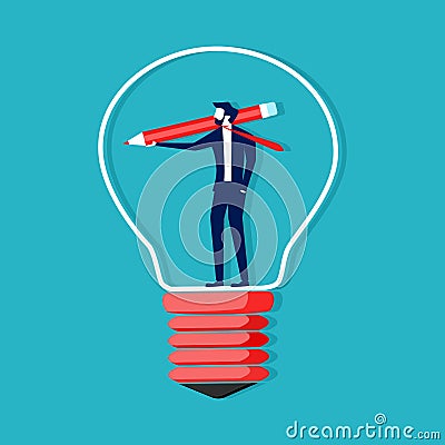 Creative thinkers write in creative light bulbs. business concept Vector Illustration