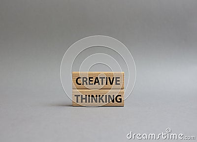 Creative thinkig symbol. Wooden blocks with words Creative thinkig. Beautiful grey background. Business and Creative thinkig Stock Photo