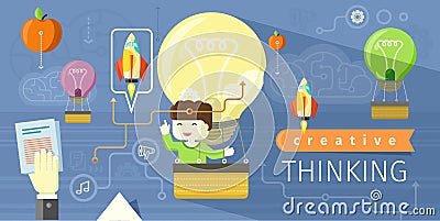 Creative Thinking Design Flat Concept Vector Illustration