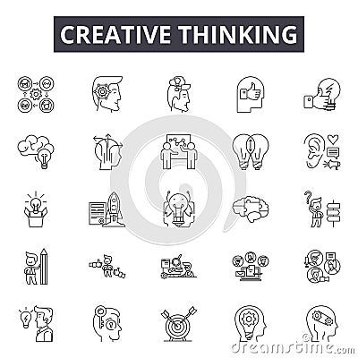 Creative thinking line icons, signs, vector set, outline illustration concept Vector Illustration