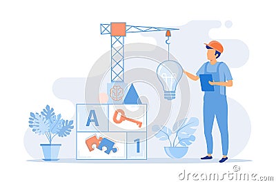 Creative thinking. People with different mental mindset types or model creative. Vector Illustration