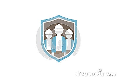 Creative Three Builder Shield Logo Design Symbol Vector Illustration Vector Illustration