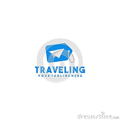 Creative traveling tag logo design Stock Photo