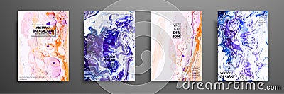 Creative trendy cards. Abstract painting templates with place for your text. Fluid art. Applicable for design covers Vector Illustration