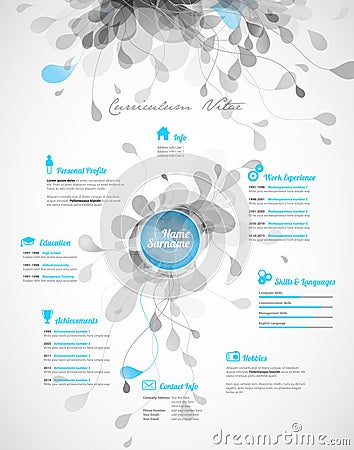 Creative, turquoise color CV / resume template. Vector Illustration