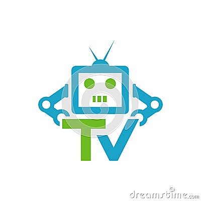 creative TV robot logo design vector creative illustration concept Vector Illustration