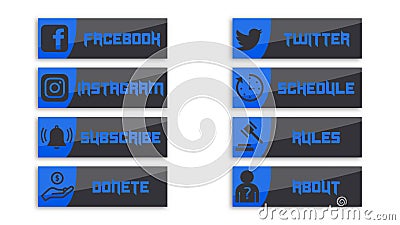 Creative Twitch panels design Adobe Illustrator. Vector Illustration