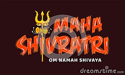 Creative typography of Mahashivratri ,elements with Hindi text Om namah shivaya Vector Illustration