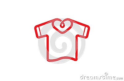 Creative Unique Heart Neck tshirt Design Logo Vector Illustration