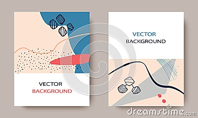 Creative universal art postcards with places to insert text.Fashionable graphic design for banners, posters, covers Vector Illustration