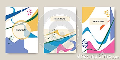 Creative universal art postcards with places to insert text.Fashionable graphic design for poster, banner, invitation Vector Illustration