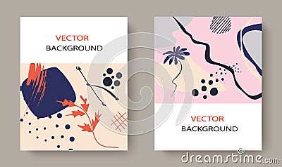 Creative universal art postcards with places to insert text.Fashionable graphic design for poster, banner, invitation Vector Illustration