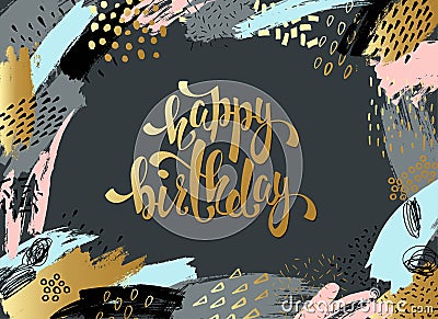 Creative universal card, background with hand drawn textures. Vector art frame for text with gold and black. Vector Illustration
