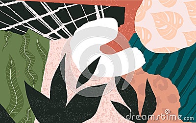 Creative universal hand drawn abstrac pattern with paper cut pieces. Vector Illustration