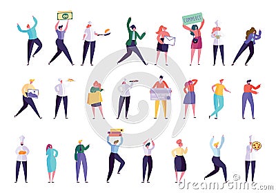 Creative Various People Professional Character Set. Businessman Work Isolated. Baker Chef Different Gesture Cook Food Vector Illustration