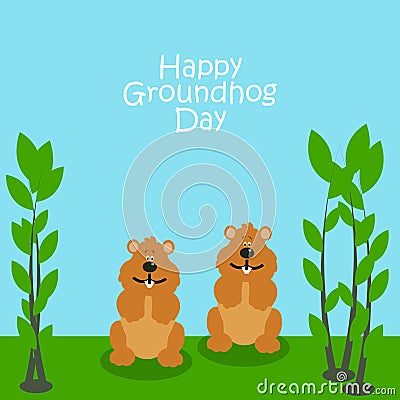 Creative vector abstract for Groundhog Day Cartoon Illustration